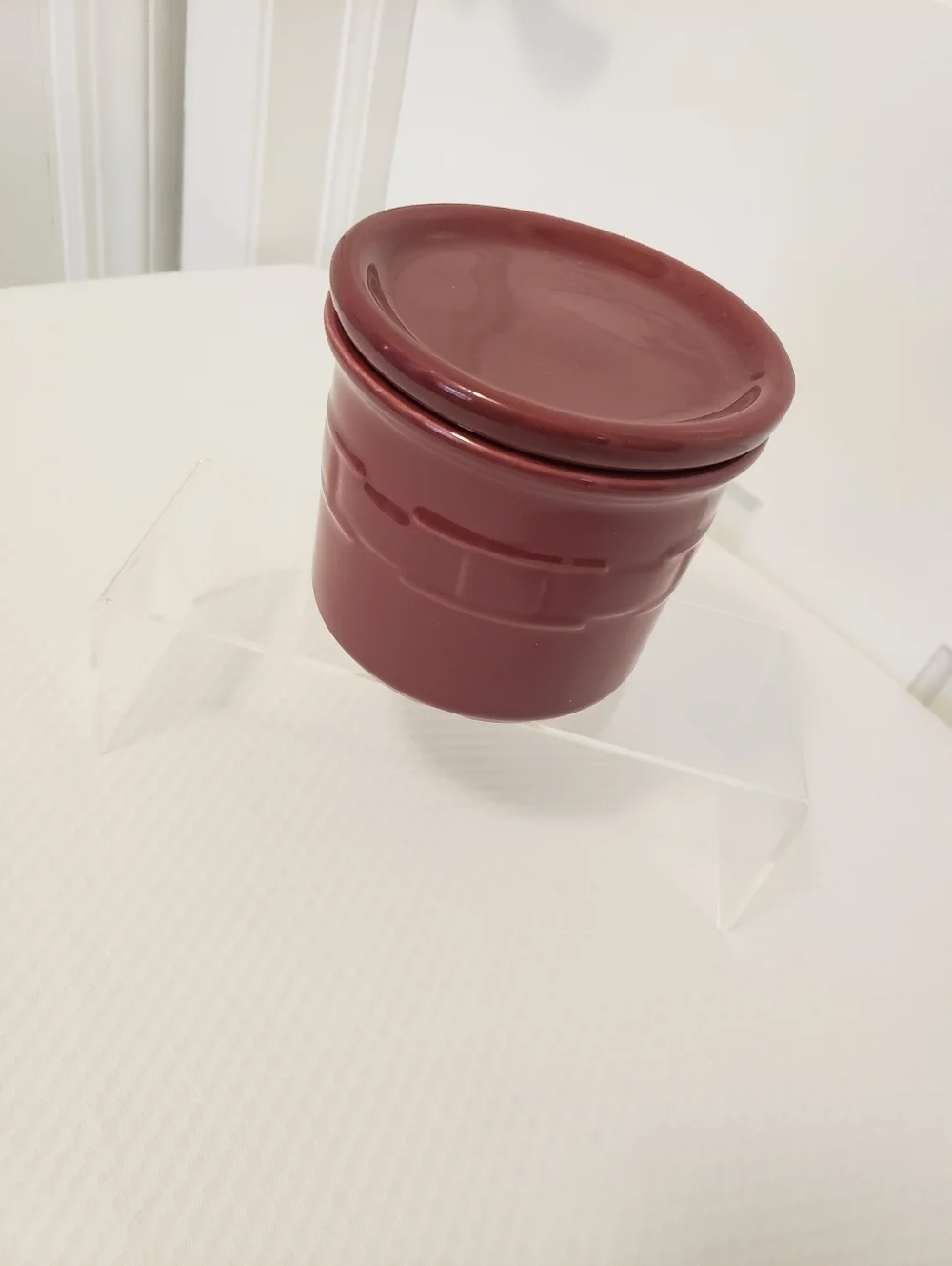 Longaberger Woven Traditions Paprika in Color 1 Pint Crock/candle holder, USA